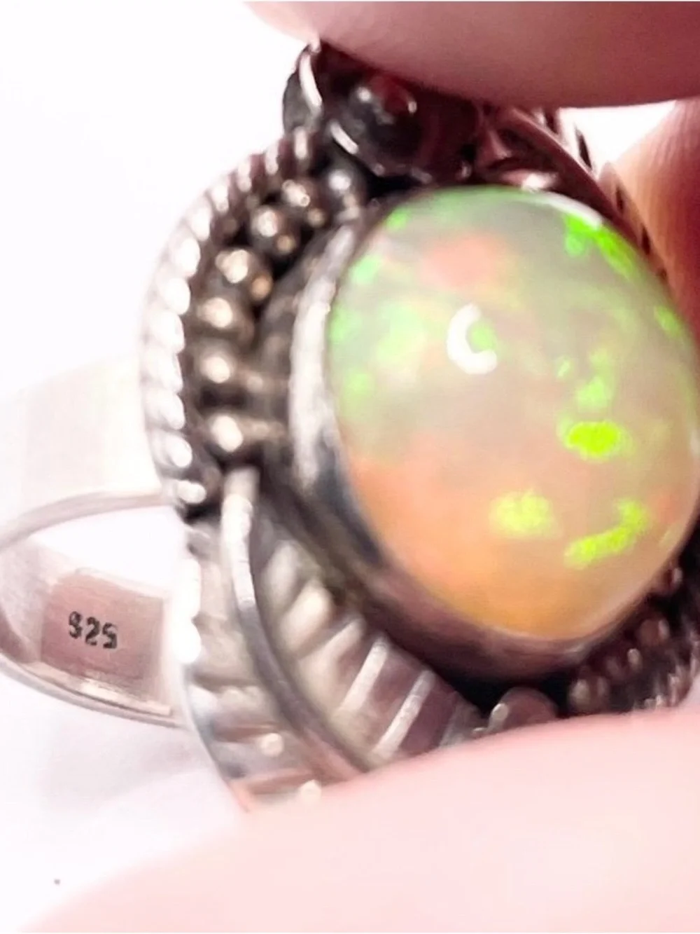 Size 6 Ethiopian Opal 925 Sterling Silver Ring